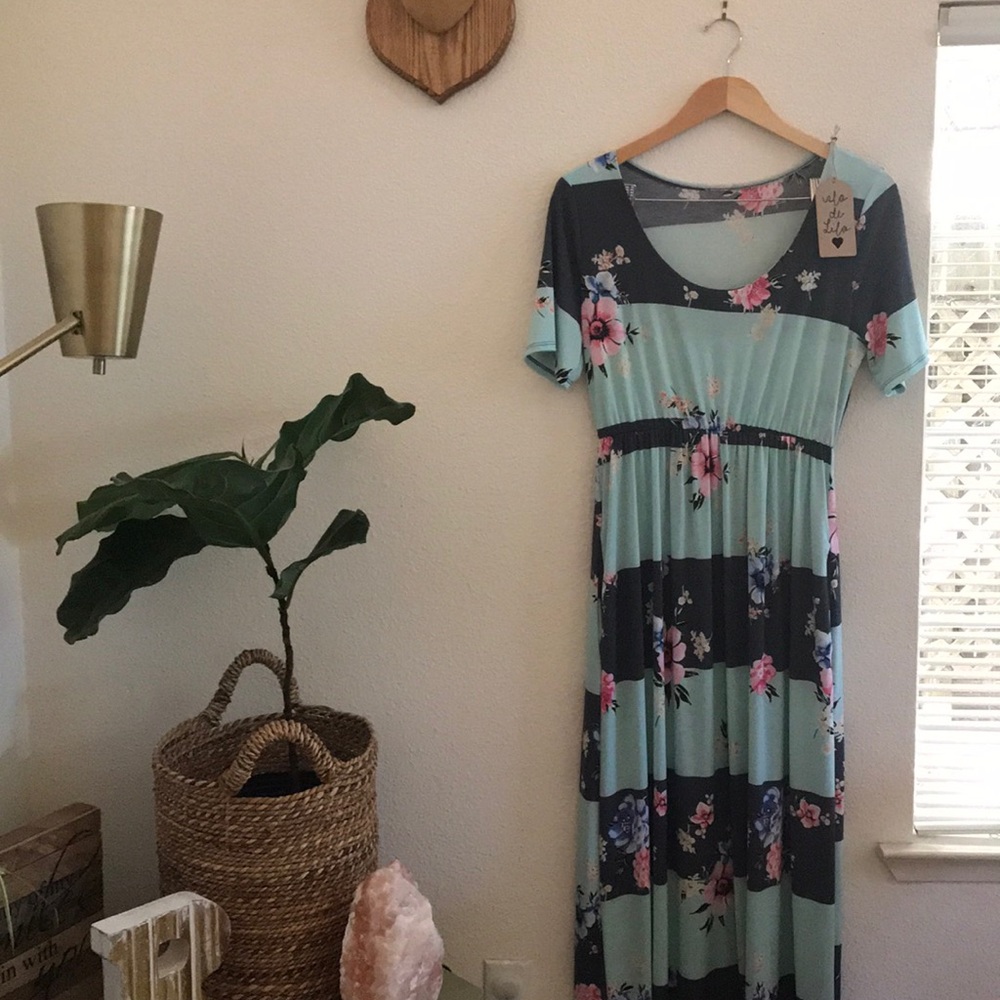 Blue/Grey striped Maxi